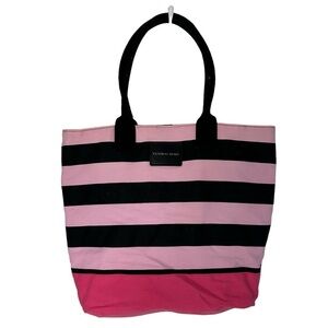 VICTORIA'S SECRET TOTE BAG & MAKEUP TOILETRY BAG 2-PIECE SET PINK AND  BLACK